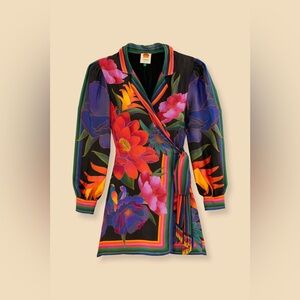 NWT Farm Rio Black Flower Season Scarf Dress size M